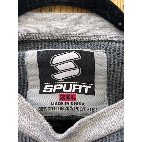 Spurt Mens Waffle Knit Long Sleeve Raglan Shirt 2XL Cotton Gray/Light Gray - Picture 3 of 7